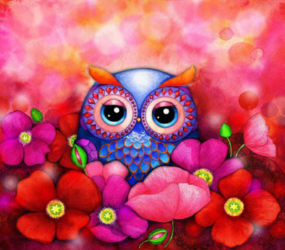 Owl In Poppy Field-Heaven And Earth Designs-