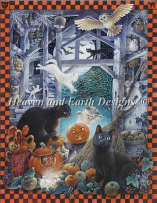 Mini Lesleys Cats At Halloween-Heaven And Earth Designs-