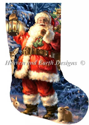 Stocking Woodland Santa-Heaven And Earth Designs-