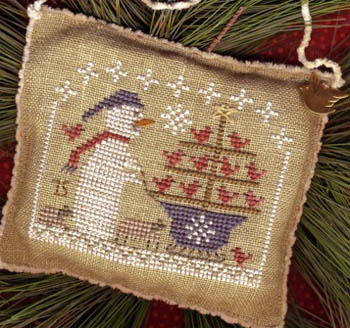 Snow Birds In Tow-2015 Snowman Ornament (w/ charm)-Homespun Elegance-