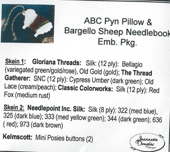 ABC Pyn Roll & Bargello Sheep Needlekeep Emb.-Jeannette Douglas Designs-