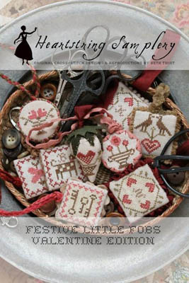 Festive Little Fobs 1-Valentine-Heartstring Samplery-