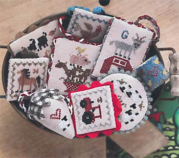 Festive Little Fobs 13-Barnyard-Heartstring Samplery-