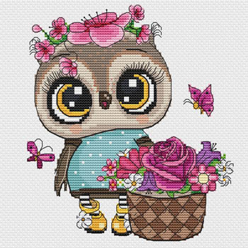 Owl With Flowers-Les Petites Croix De Lucie-