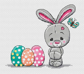 Easter Bunny And Eggs-Les Petites Croix De Lucie-