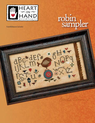 Robin Sampler (w/ emb)-Heart In Hand Needleart-