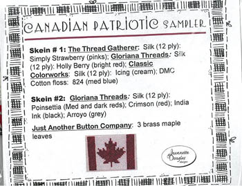 Canadian Patriotic Sampler Emb.-Jeannette Douglas Designs-