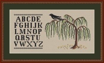 Crow On A Willow Tree Alphabet Sampler-Happiness Is Heartmade-