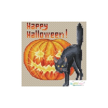 Happy Halloween (Black Cat & Jack O Lantern)-Les Petites Croix De Lucie-