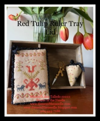 Red Tulip Ruler Tray Lid-Dames Of The Needle-