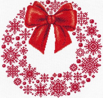 Redwork Snowflake Wreath-Imaginating-