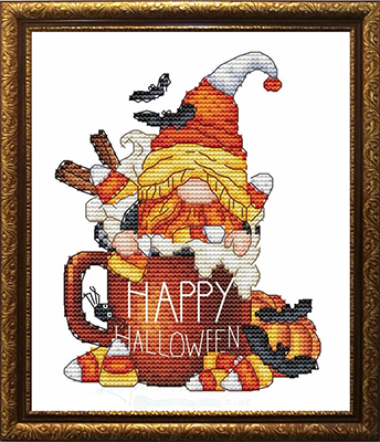 Happy Halloween Gnome-Les Petites Croix De Lucie-