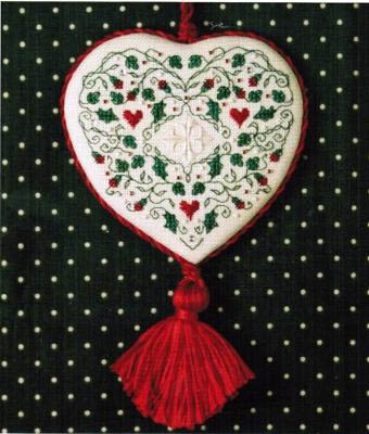 Holly & Hearts Hanging Ornament (w/ beads)-Sweetheart Tree-