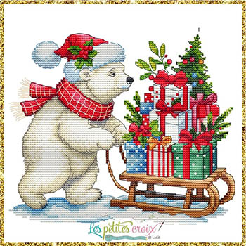 Christmas Bear And Gifts-Les Petites Croix De Lucie-