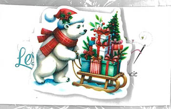 Christmas Bear And Gifts Magnet-Les Petites Croix De Lucie-