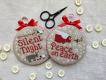 Joyful Christmas Ornaments-Stitched By Ethel-