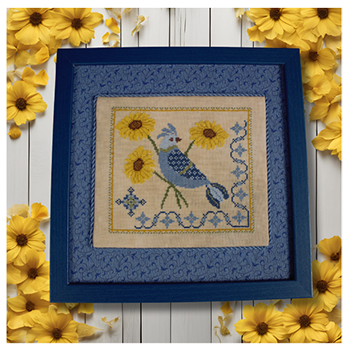 Blue Bird's Sunflower Serenade-Wildflower Stitching LLC-