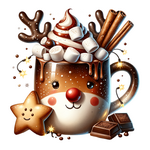 Warm Peace Magnet (Reindeer Hot Chocolate Mug with Star)-Les Petites Croix De Lucie-