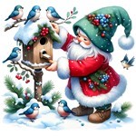 Christmas Father And Birds Magnet-Les Petites Croix De Lucie-