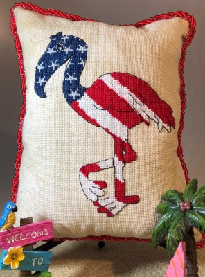 Star Stangled Flamingo-Barefoot Needleart-